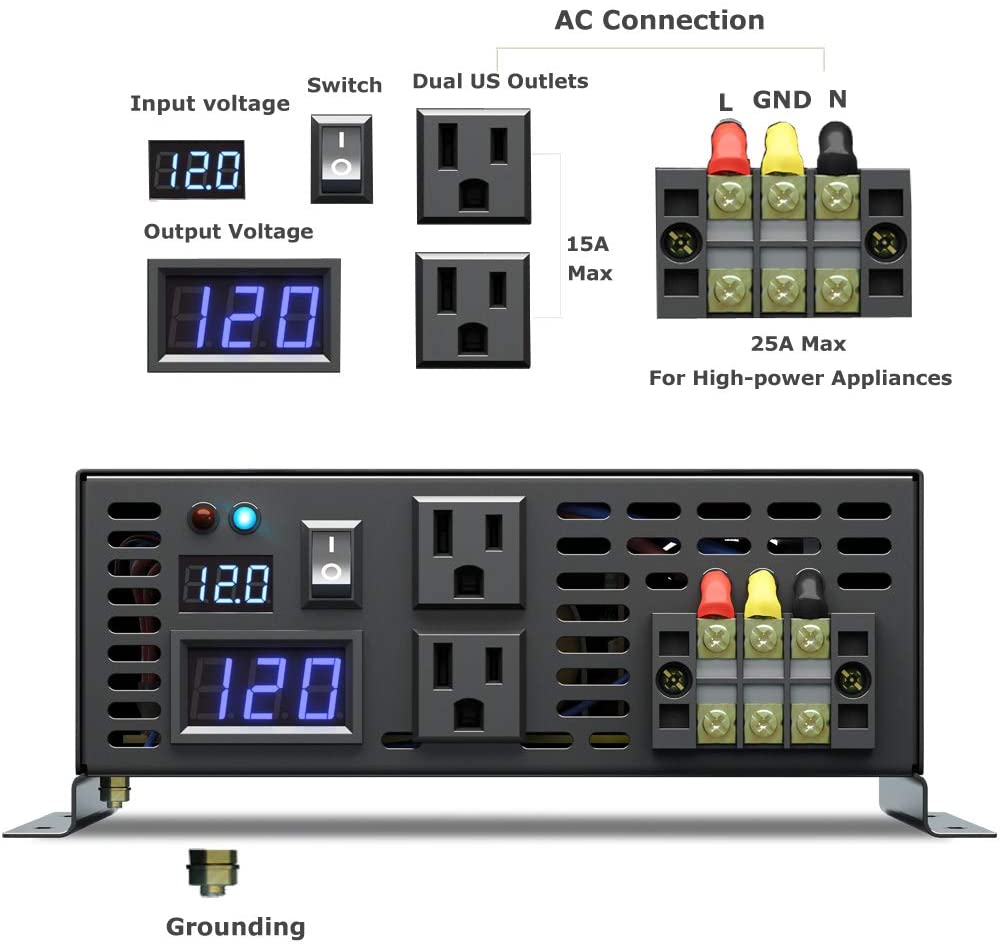 Inversor de onda senoidal pura - Inverter Pure Sine Wave 60Hz 120V 3000W avaliação e preço